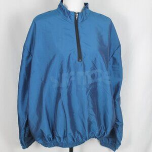 WIND BREAKER JACKET One Size Teal Blue 1/4 Zip Front Elastic Waistband L/S VTG